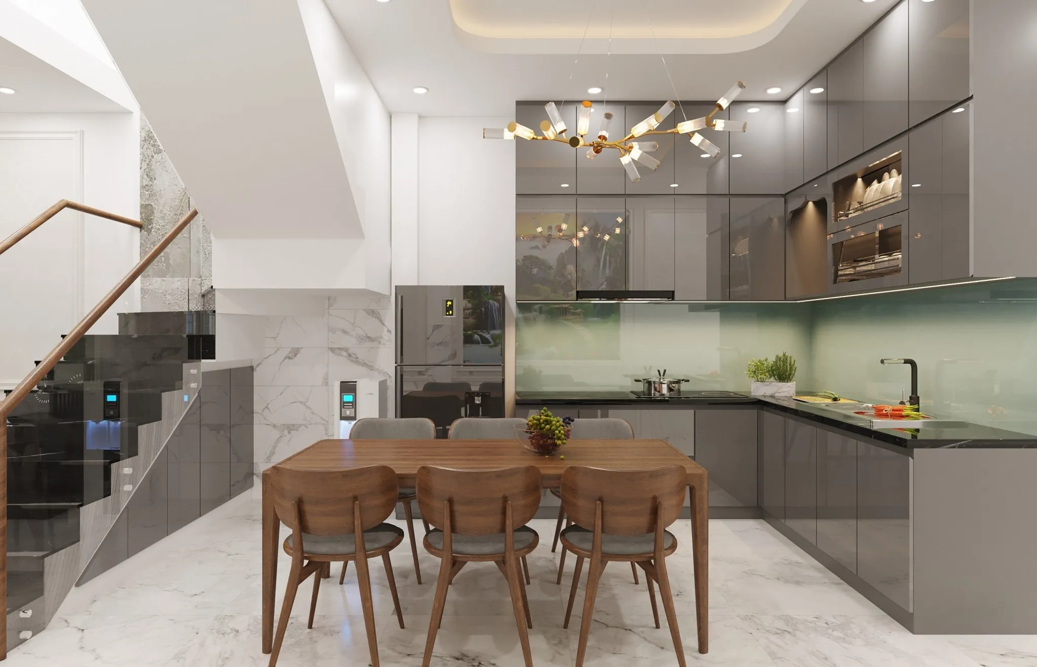 Phòng bếp hiện đại ấm áp