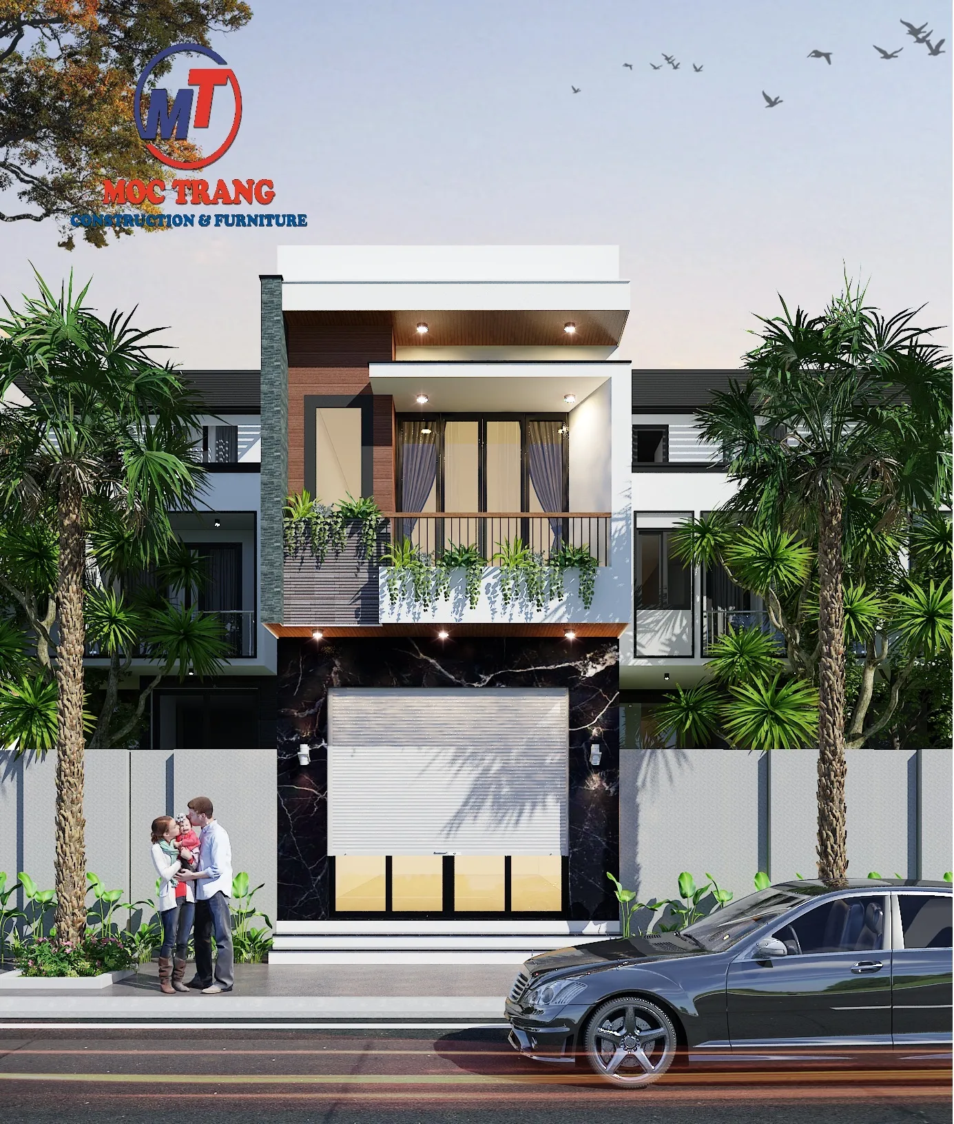 Phối cảnh 3D nhà 2 tầng hiện đại