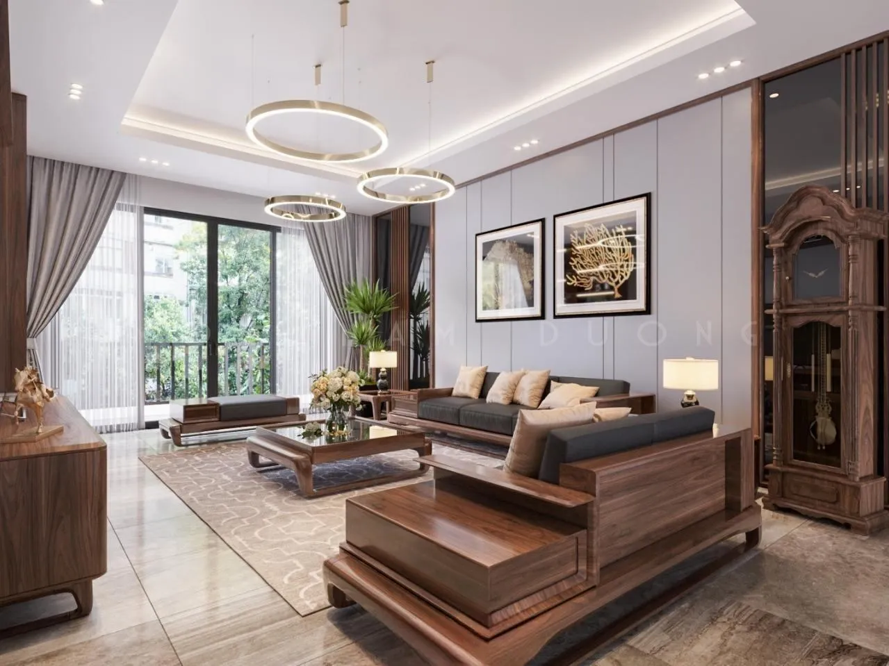 Nội thất gỗ tự nhiên cho nhà lô phố hiện đại