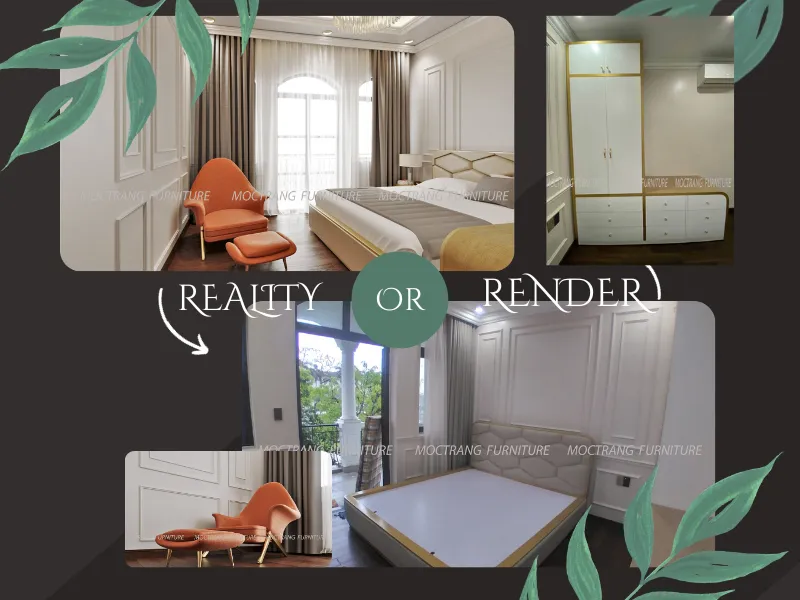Phối cảnh 3D nội thất phòng ngủ tân cổ điển Vinhome imperia
