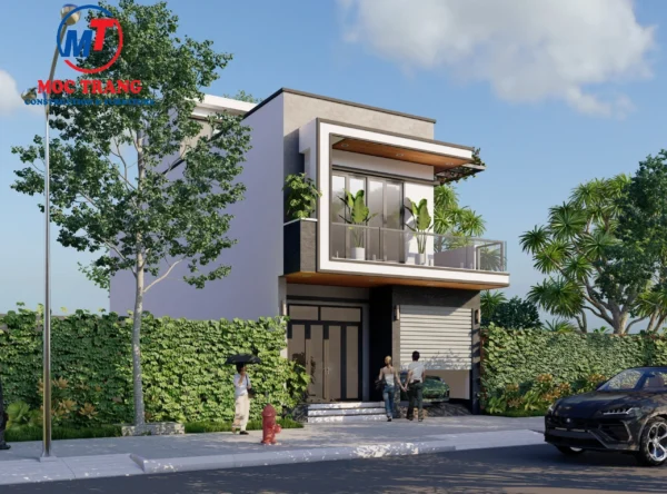 Thiết kcế nhà 2.5 tầng hiện đại có gara