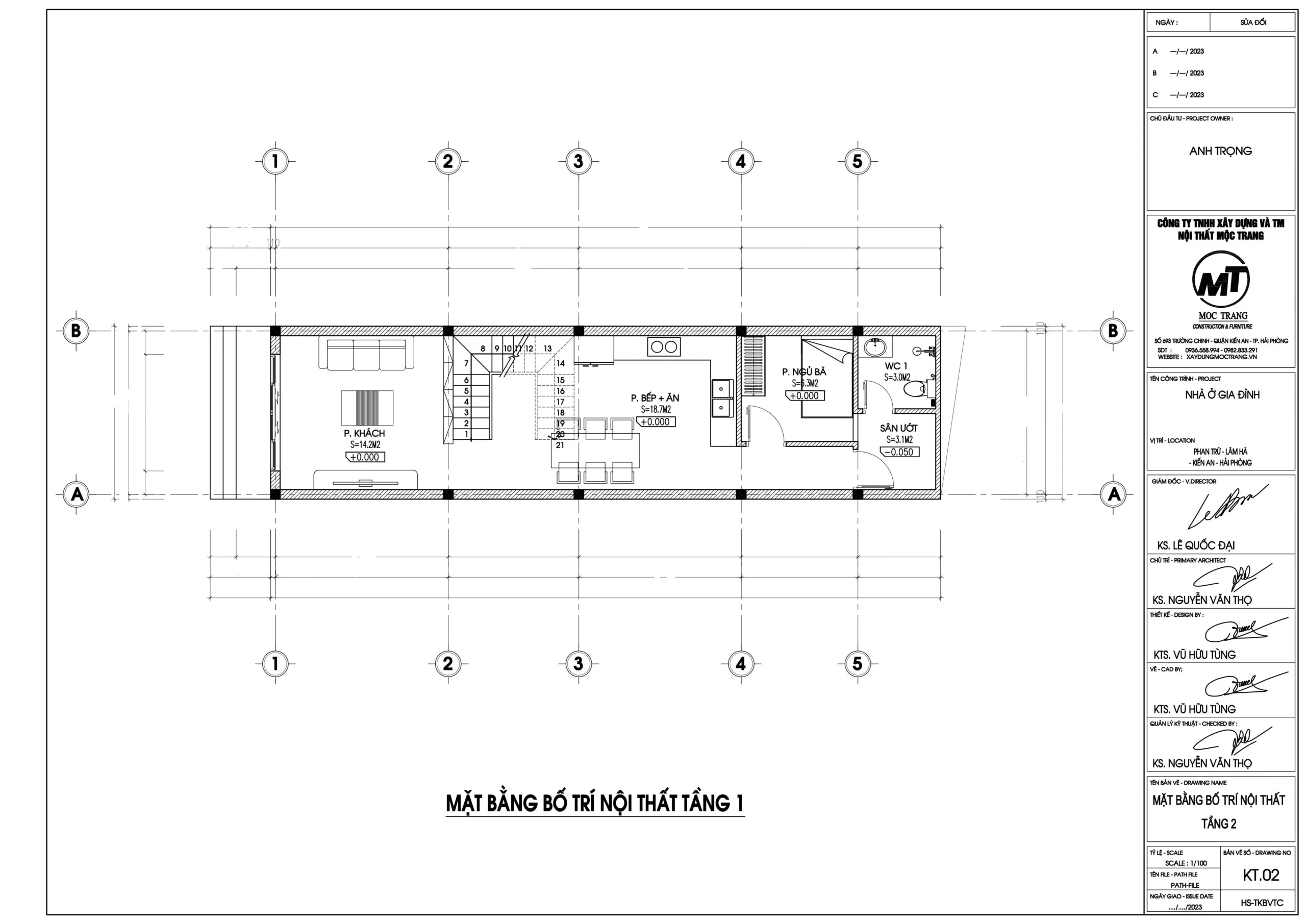 Thiết kế tầng 1 công năng nhà lô phố 3 tầng
