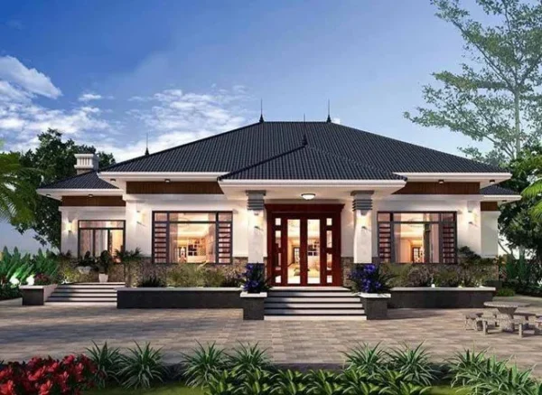 Thiết kế 3 D nhà ở mái Nhật 1 tầng