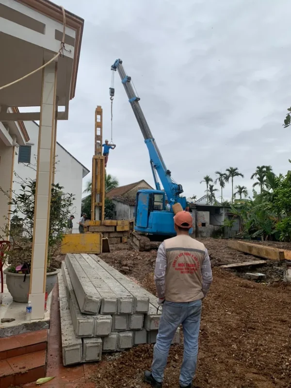 Quá trình ép cọc bê tông bằng phương pháp ép tải