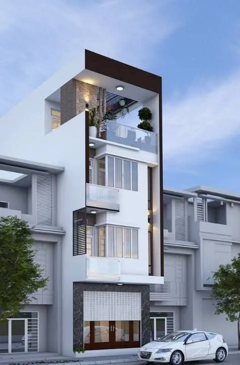 Trang trí mặt tiền nhà ống 3 tầng đẹp mái Thái - 2