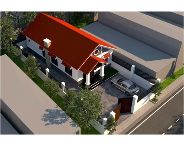 Mẫu biệt thự 1 tầng 4 phòng ngủ dạng ống tối ưu