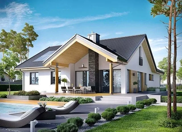 Mẫu biệt thự mái ngói xanh ghi đầy hiện đại và ấn tượng