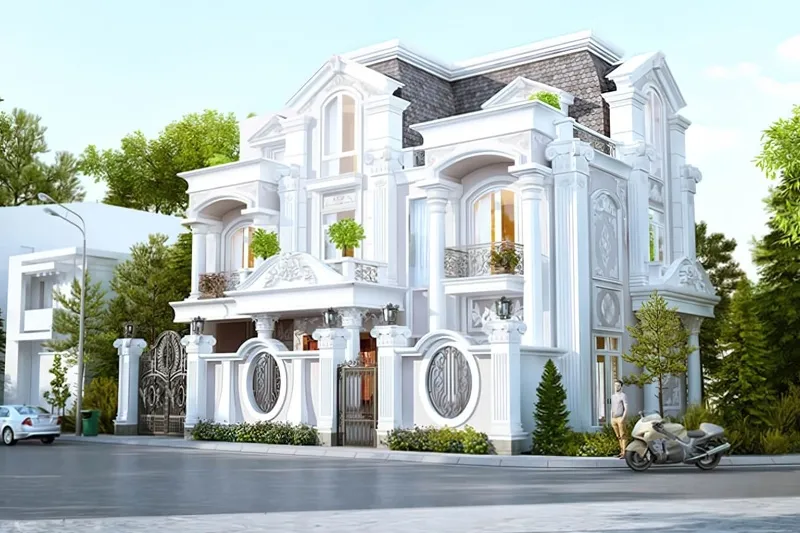 Biệt thự hiện đại 3 tầng 2 mặt tiền thiết kế đơn giản