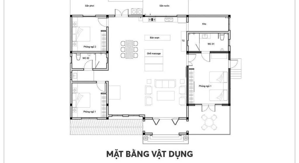 Biệt thự 1 tầng 3 phòng ngủ sang trọng - 2
