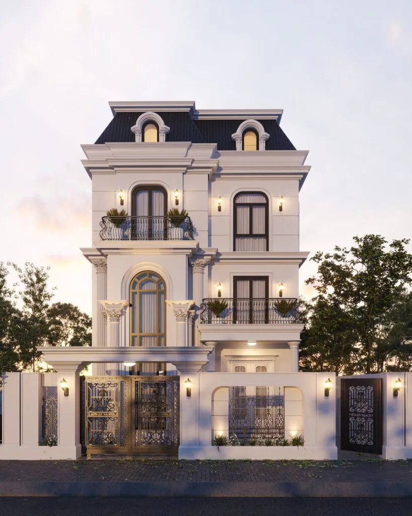 Mẫu biệt thự phố hiện đại thiết kế kiểu Pháp