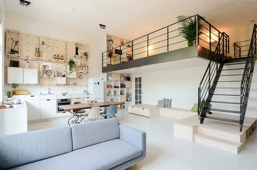 Mẫu nhà cấp 4 thiết kế gác lửng với 2 phòng ngủ