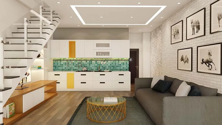 Mẫu nhà cấp 4 gác lửng đúc giả với diện tích 5x15