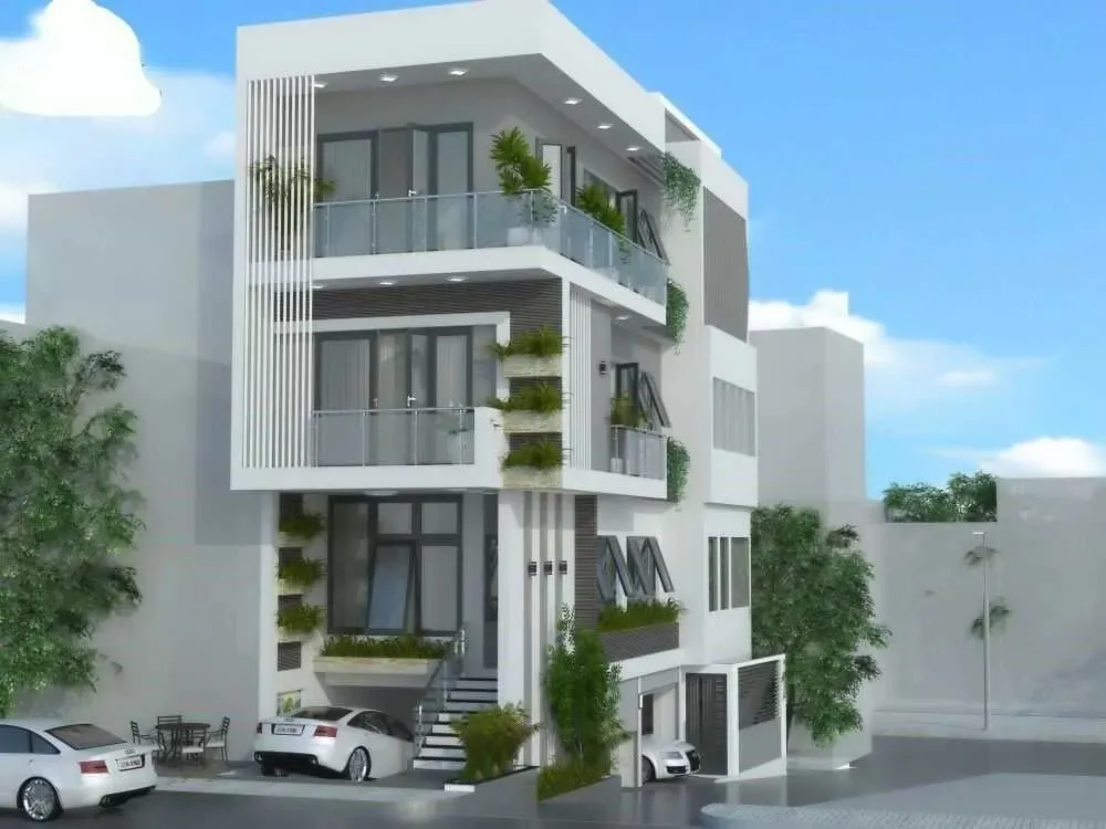 Mẫu nhà bán hầm kết hợp kinh doanh 2 mặt tiền