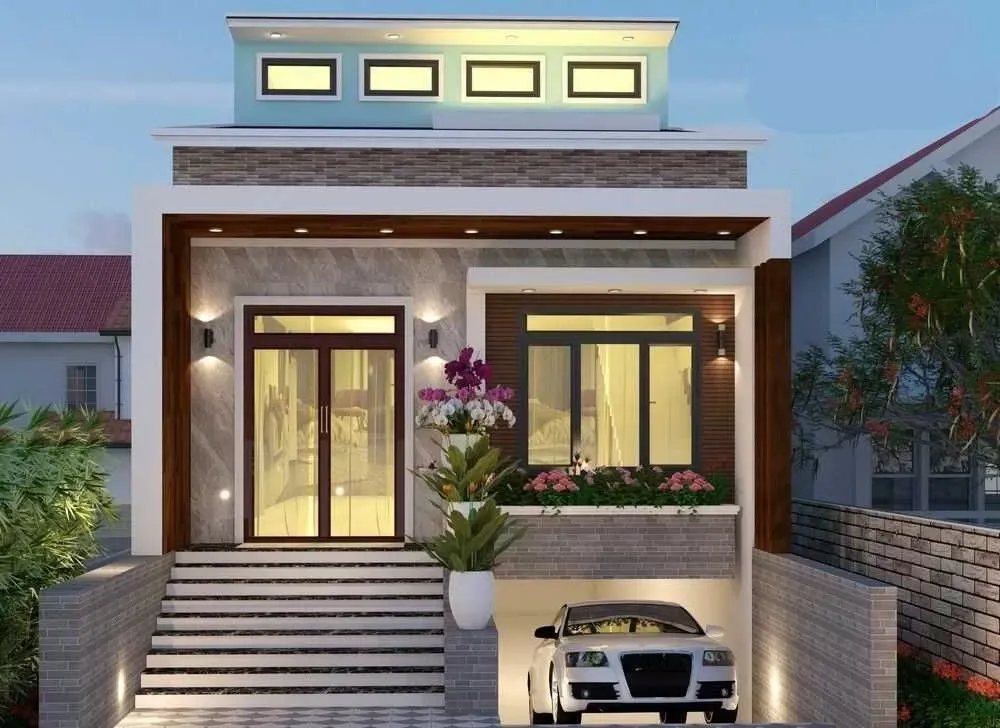 Mẫu nhà 1 tầng bán hầm kết hợp kinh doanh