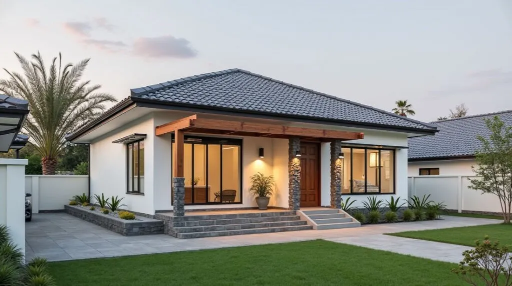 Mẫu biệt thự nhà vườn 1 tầng đẹp với mái nhật