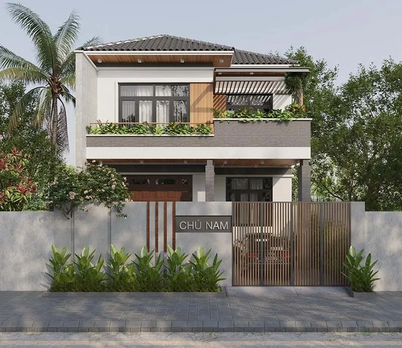 Mẫu thiết kế nhà 1 trệt 1 lầu mái Nhật dưới 1 tỷ