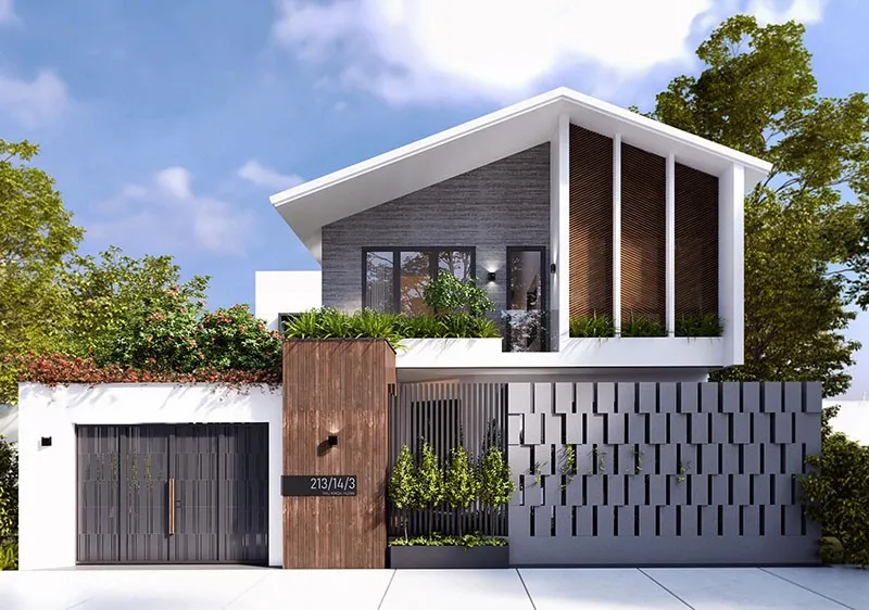 Mẫu nhà 2 tầng mái lệch đẹp chi phí dưới 1 tỷ đồng