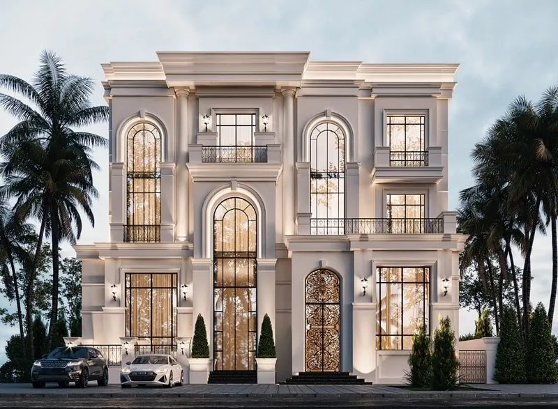 Mẫu nhà biệt thự 3 tầng tân cổ điển châu Âu