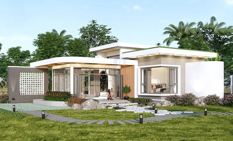 Mẫu nhà biệt thự vườn 1 tầng kiểu hiện đại