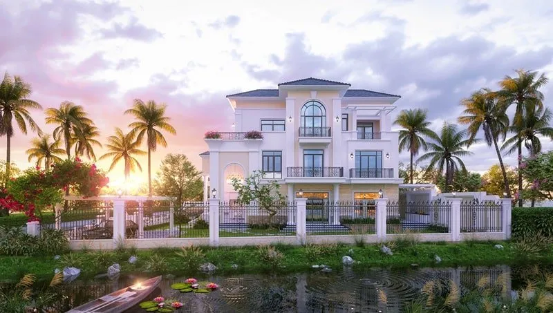 Mẫu nhà biệt thự tân cổ điển 3 tầng mái Nhật