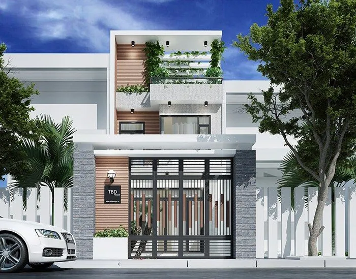 Thiết kế mẫu nhà 2 tầng 4 phòng ngủ diện tích 70m2