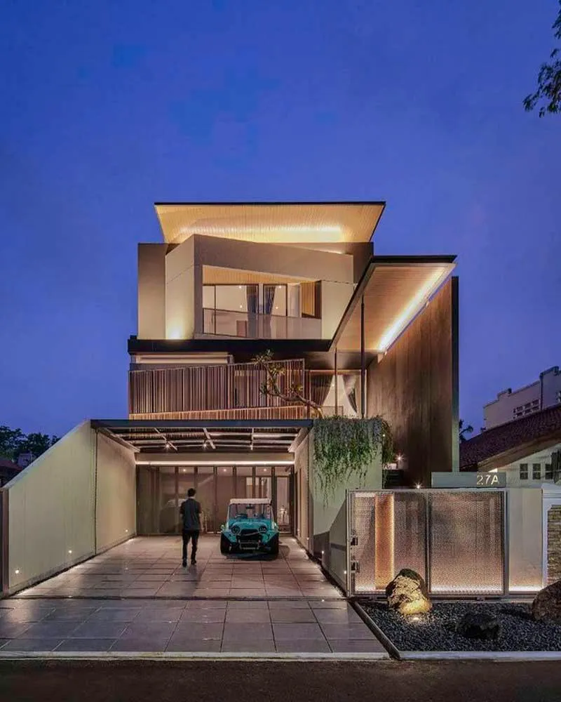 Thiết kế nhà 2 tầng 4 phòng ngủ 80m2 có gara