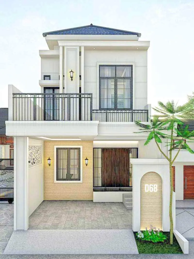 Mẫu nhà 2 tầng 4 phòng ngủ 80m2 với không gian mở