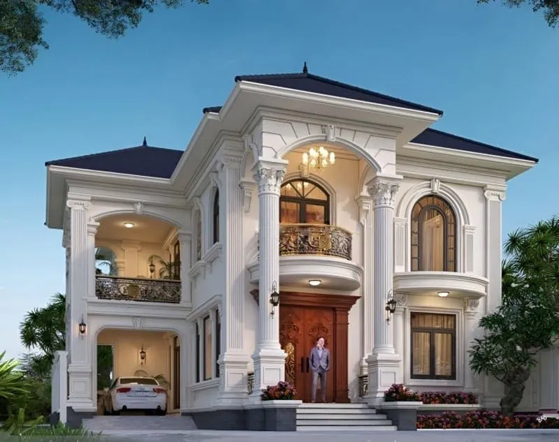Mẫu nhà 2 tầng đẹp giá 1 tỷ phong cách tân cổ điển