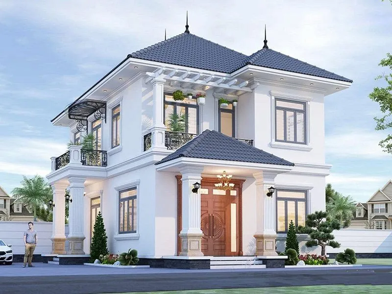 Mẫu nhà 2 tầng đẹp giá 1 tỷ mái Nhật thiết kế thanh lịch