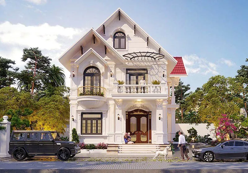 Mẫu nhà 2 tầng đẹp giá 1 tỷ mái Thái đầy sang trọng