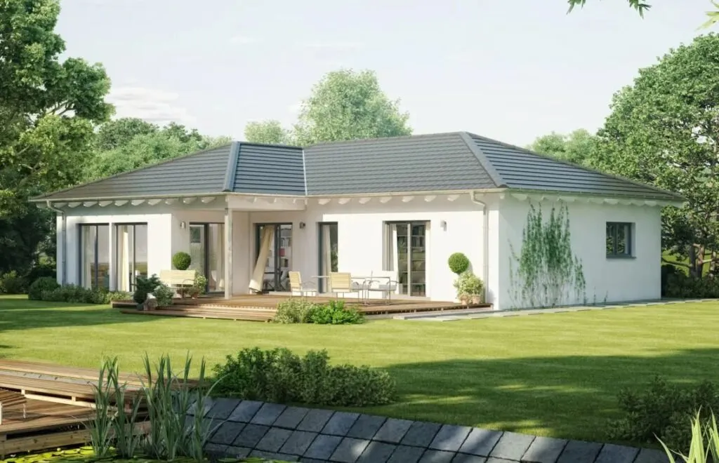 Mẫu nhà cấp 4 4 phòng ngủ với bố trí sân vườn