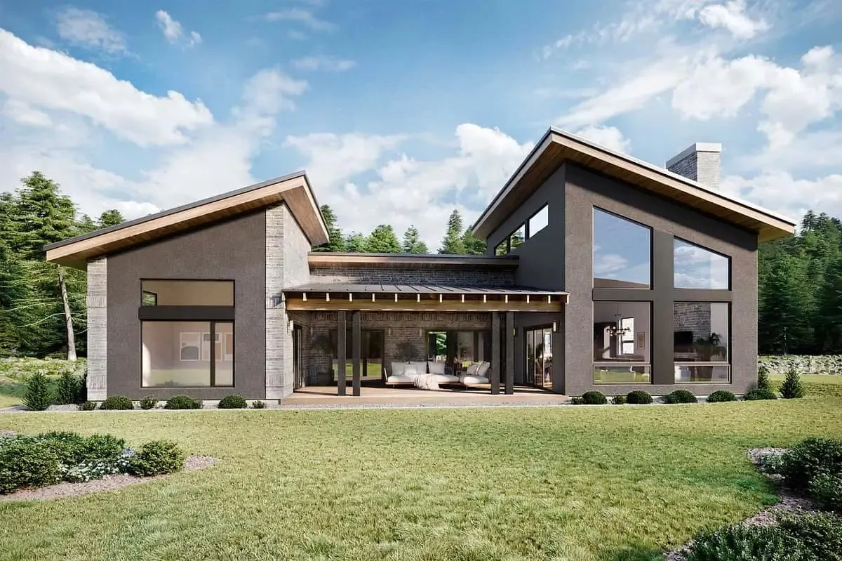 Mẫu thiết kế nhà cấp 4 4 phòng ngủ hình chữ U