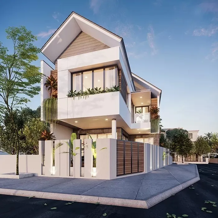 Thiết kế nhà lô góc 80m2 sang trọng mái Thái bề thế