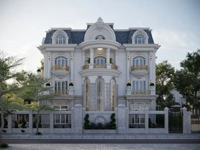 Mẫu nhà biệt thự tân cổ điển 3 tầng kiểu Pháp