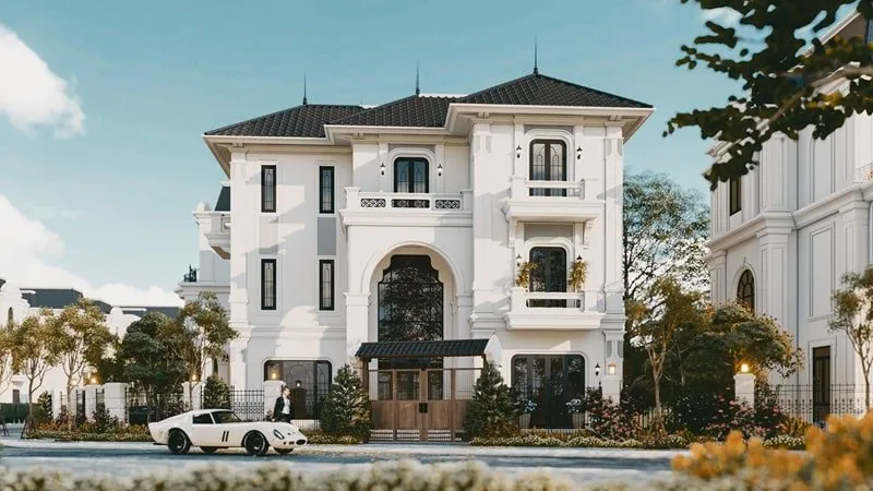 Mẫu nhà biệt thự tân cổ điển 3 tầng mái Nhật