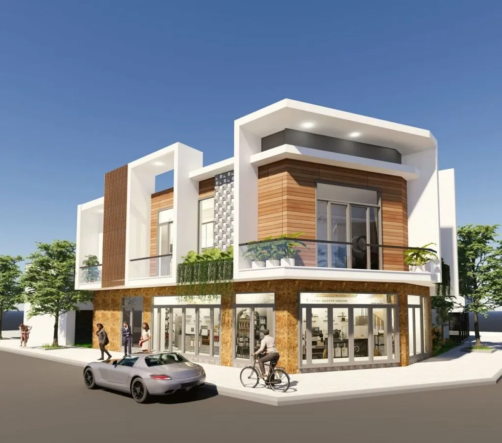 Thiết kế mẫu nhà 2 mặt tiền kết hợp kinh doanh 2 tầng
