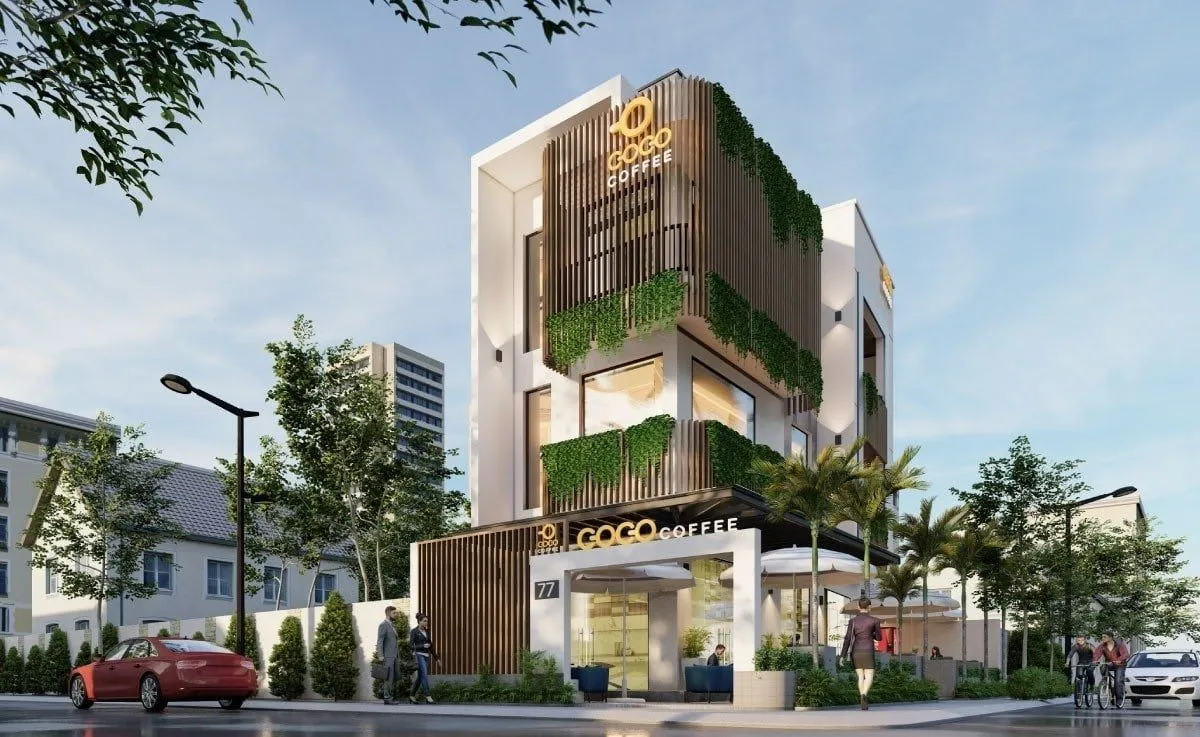 Thiết kế nhà 2 mặt tiền kết hợp kinh doanh cà phê