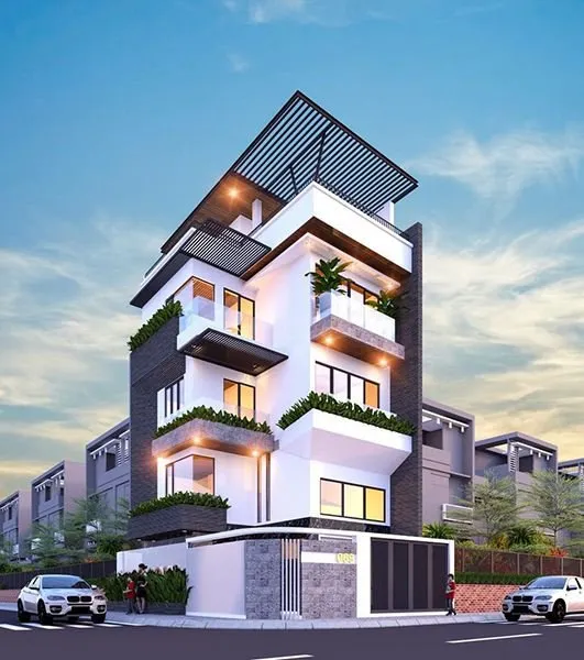 Mẫu nhà ống 4 tầng 1 tum với mặt tiền rộng 7m