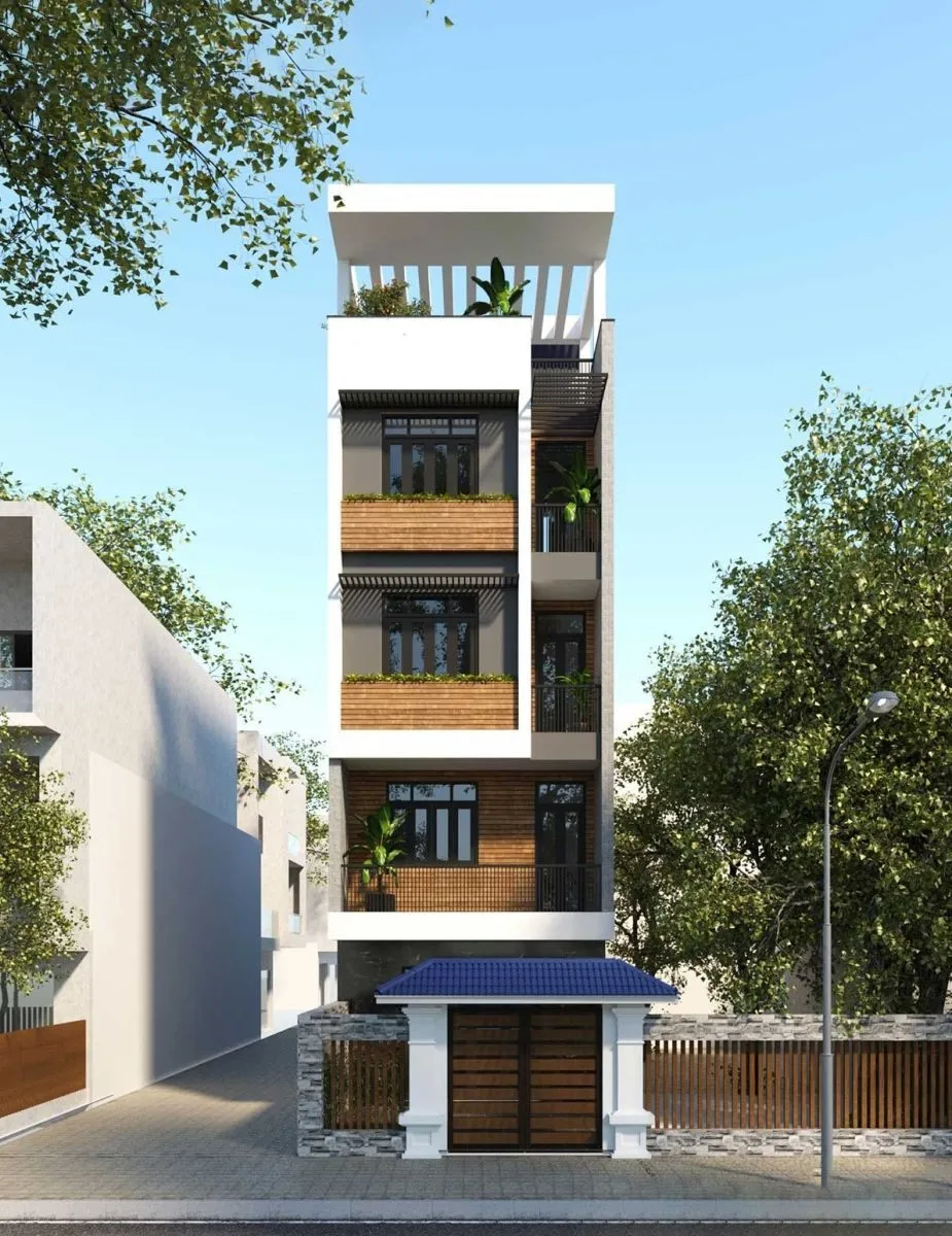 Mẫu nhà mặt tiền 4m 18m 4 tầng 1 tum