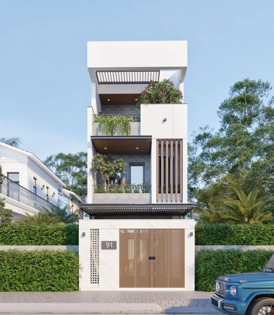 Mẫu nhà mặt tiền 4m 18m thiết kế 3 tầng