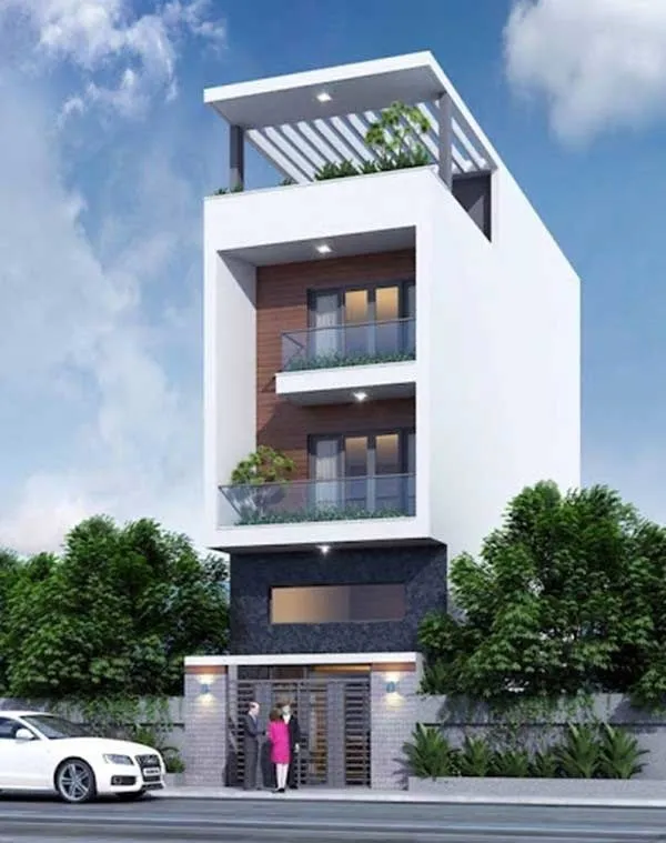 Mẫu nhà ống 4 tầng mặt tiền 4m chiều sâu 17m