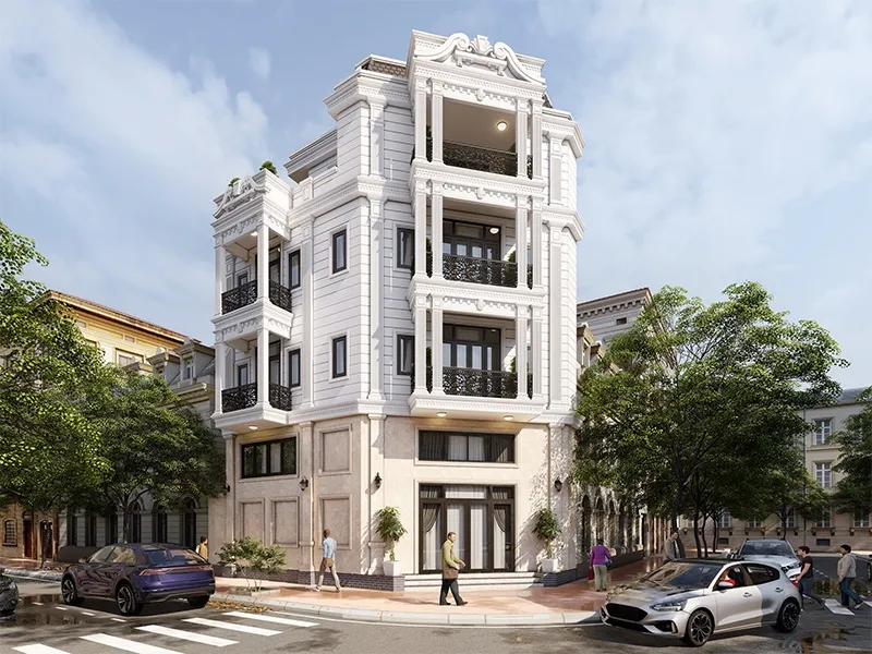 Đặc điểm của thiết kế mặt tiền nhà phố 5m tân cổ điển