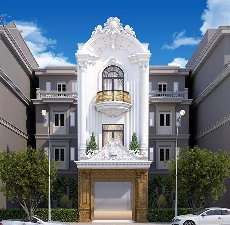 Mẫu nhà 3 tầng mặt tiền 6m tân cổ điển đẹp với 3 phòng ngủ