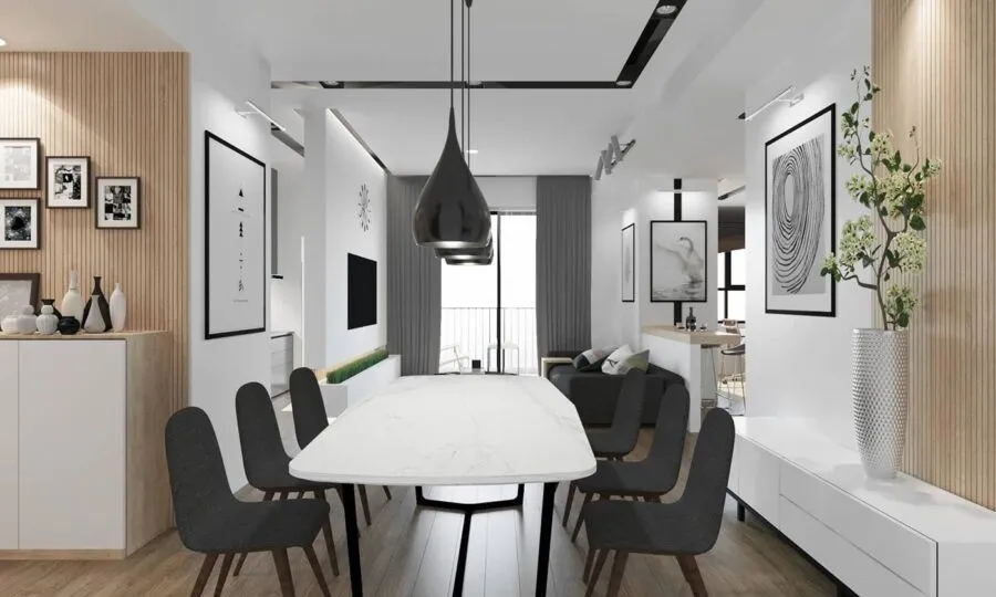 Mẫu thiết kế nội thất chung cư 85m2 phong cách Châu Âu