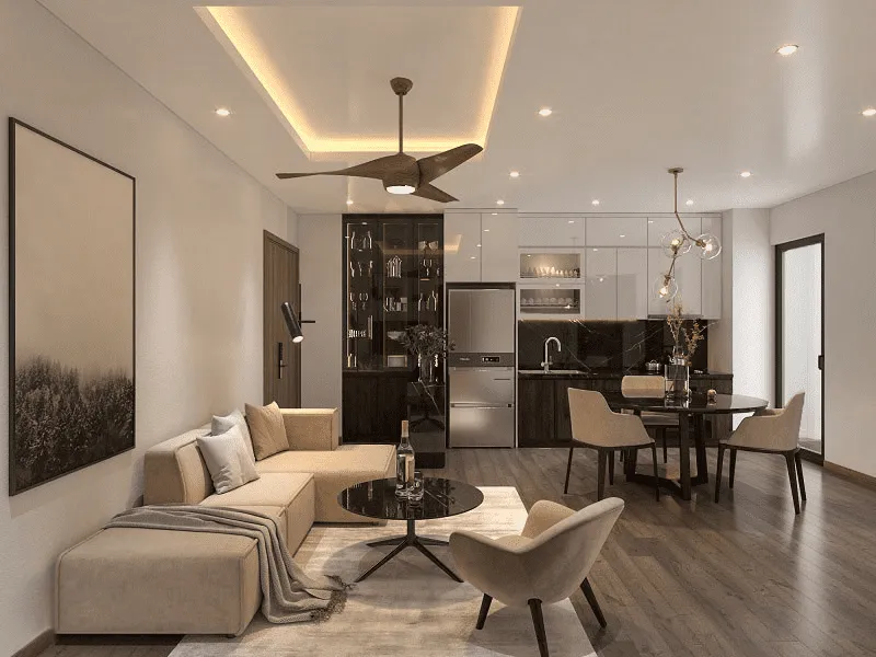 Thiết kế nội thất chung cư 60m2 với tông màu trầm ấm