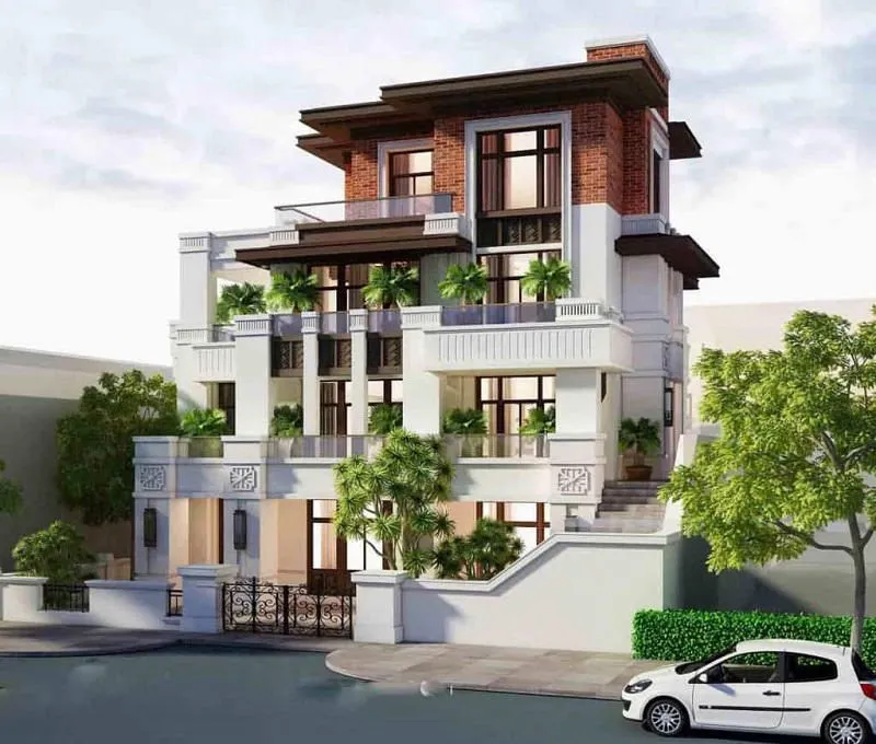 Mẫu biệt thự 4 tầng phong cách hiện đại đầy tối giản