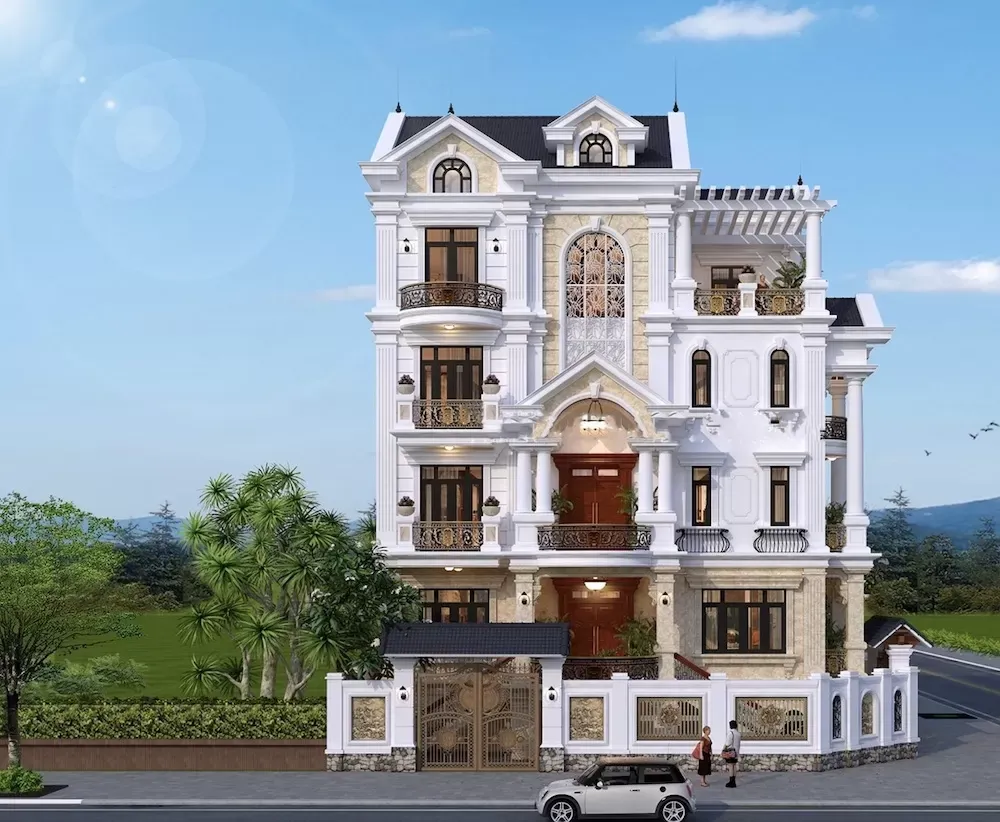 Mẫu biệt thự 5 tầng với thiết kế mái thái