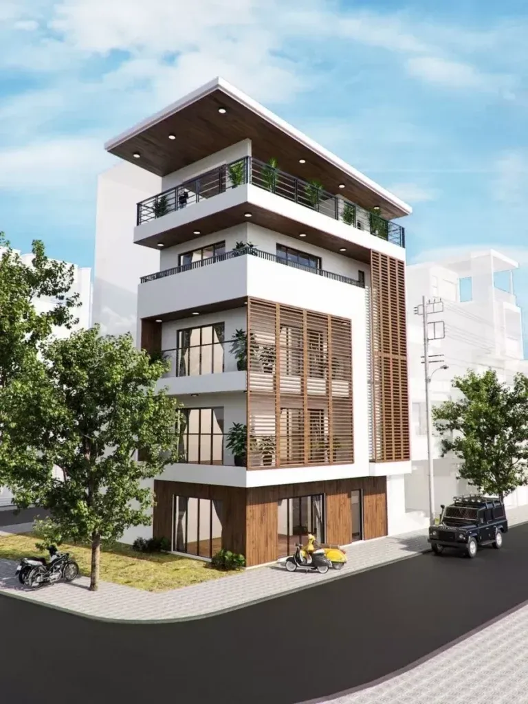 Mẫu biệt thự 5 tầng với thiết kế mái tôn