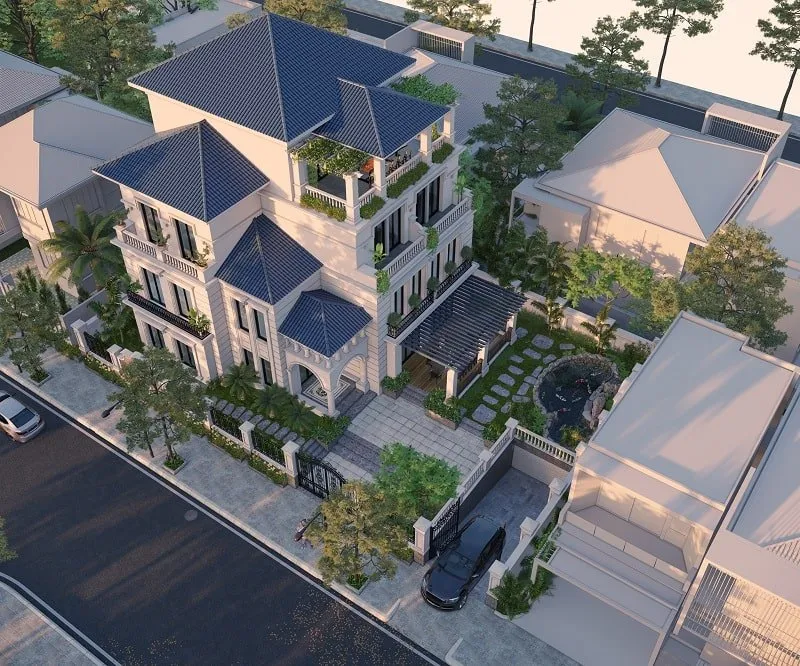 Biệt thự tân cổ điển mái Nhật cân bằng và mạnh mẽ