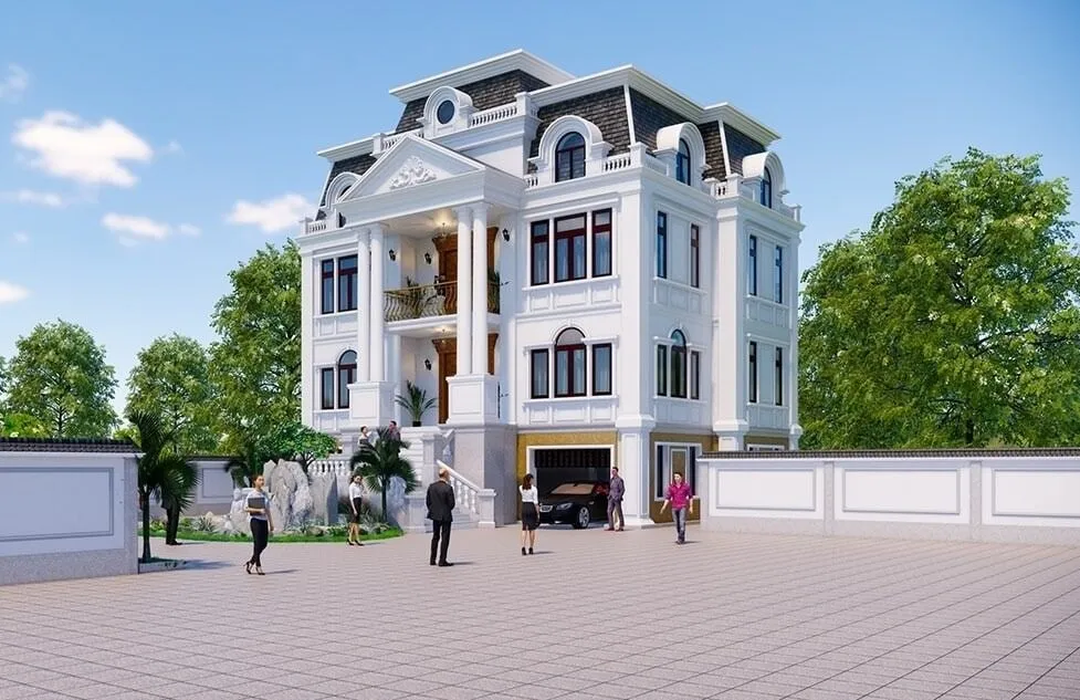 Biệt thự 4 tầng tân cổ điển hệ mái Mansard